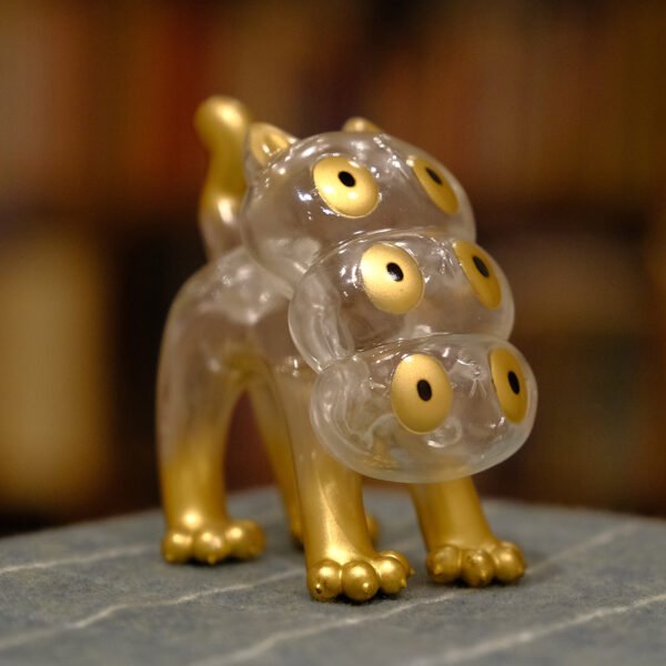 Clear Dahlia Gold Three-headed Cat "Dahlia Neko" (Clear Gold)