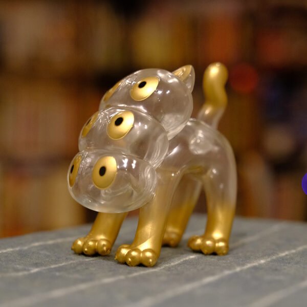 Clear Dahlia Gold Three-headed Cat "Dahlia Neko" (Clear Gold)