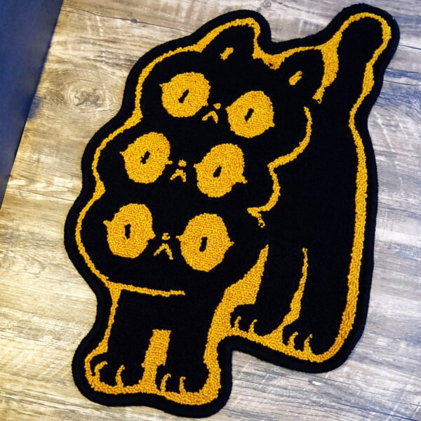Three-headed Cat “Dahlia Neko” Rug (Black) Three-headed Cat “Dahlia Neko” Rug (Black)